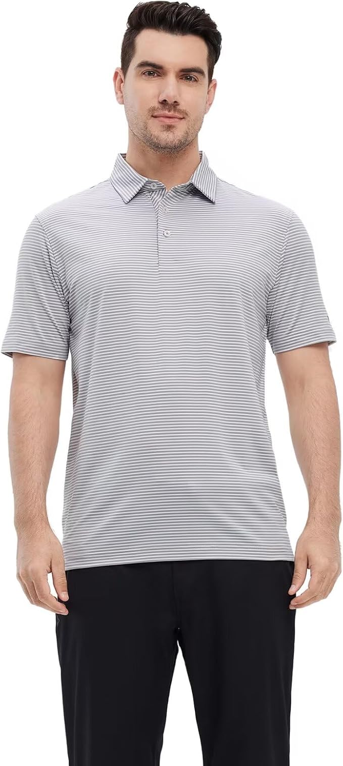 Golf Shirts for Men Dry Fit Short Sleeve Print Performance Moisture Wicking - Image 2