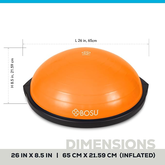 Bosu Balance Ball Exercise Trainer, Home Gym Equipment w/ Guided Workouts & Pump - Image 3
