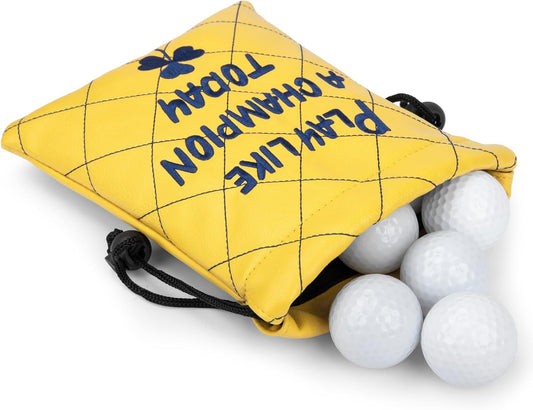 Golf Valuables Pouch, Leather Golf Tee Pouch with Drawstring Closure Golf Ball Tee Handbag Portable Golf Accessories