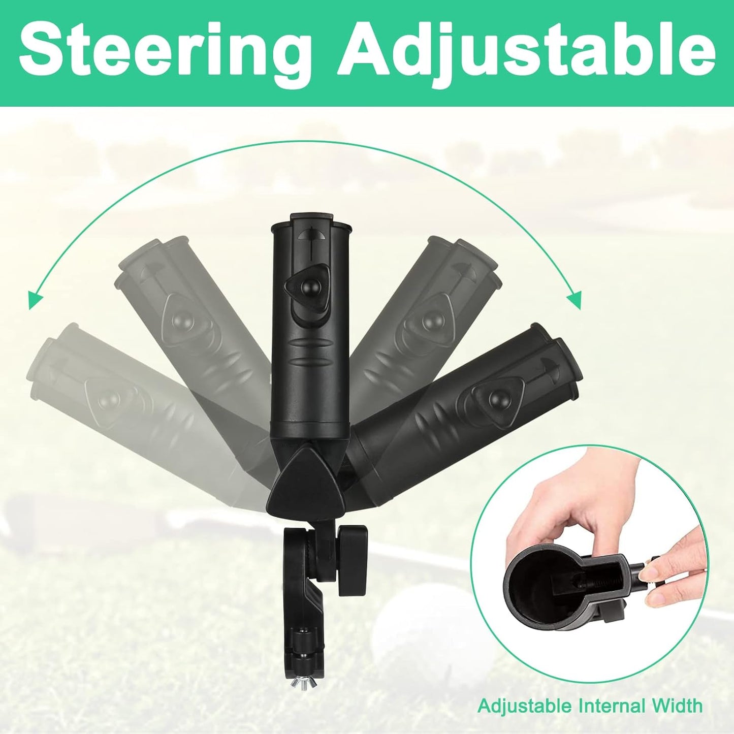 INNOLIFE ﻿Universal Golf Push Cart Umbrella Holder - Adjustable 3-Wheel Clip Mounting Attachment for Stroller, Wheelchair, Bicycle, Outdoor Sports Trolley, and Snow Umbrella Frame