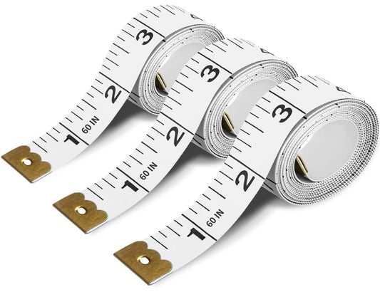 3-Pack Tape Measure Body Double Scale Soft Measuring Tape 60inch (150cm), Flexible Sewing Cloth Craft Fabric Ruler for Body Measurements & Weight Loss, Accurate & Easy to Read Large Clearly Numbers