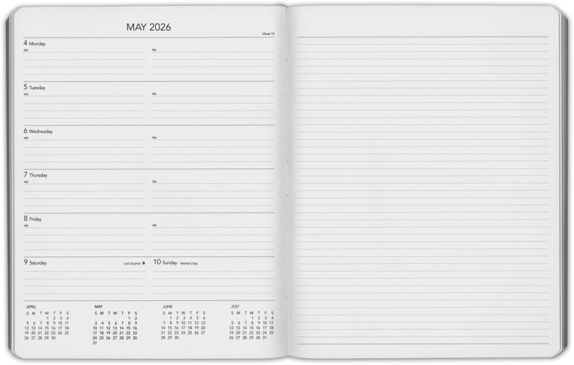 Harbor Weekly Journal Notebook Planner 2025-2026 - Lined, Durable Faux Leather, Softcover, 176 Quality Pages, For Men and Women, For Writing, Work & Travel, Cambridge Burnt Orange - 9x7"