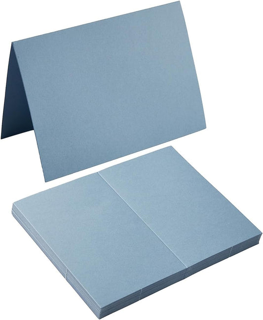 50 Pack Blank Cards Folded Cardstock Thank You Blank Greeting Cards for Invitations, Wedding, Greeting Cards, All Occasion DIY (Dusty Blue, 3x5)