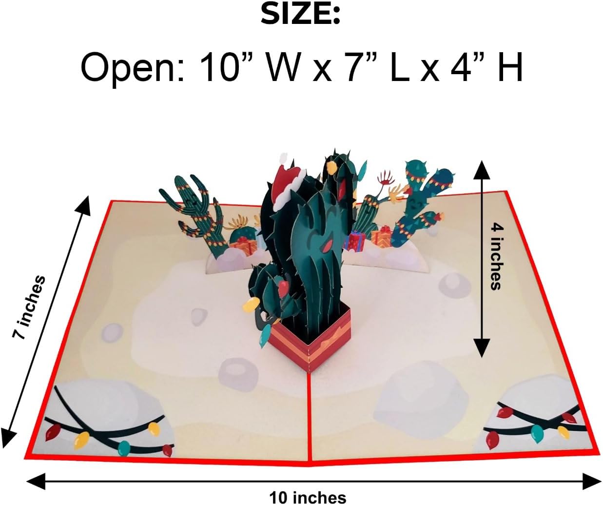 iGifts And Cards Christmas Cactus Pop-Up 3D Card – Funny Holiday Greeting for Summer Xmas, Warm Climate Celebrations, Happy Holidays Fun Wishes, Best Friends & Neighbors – 5" x 7"