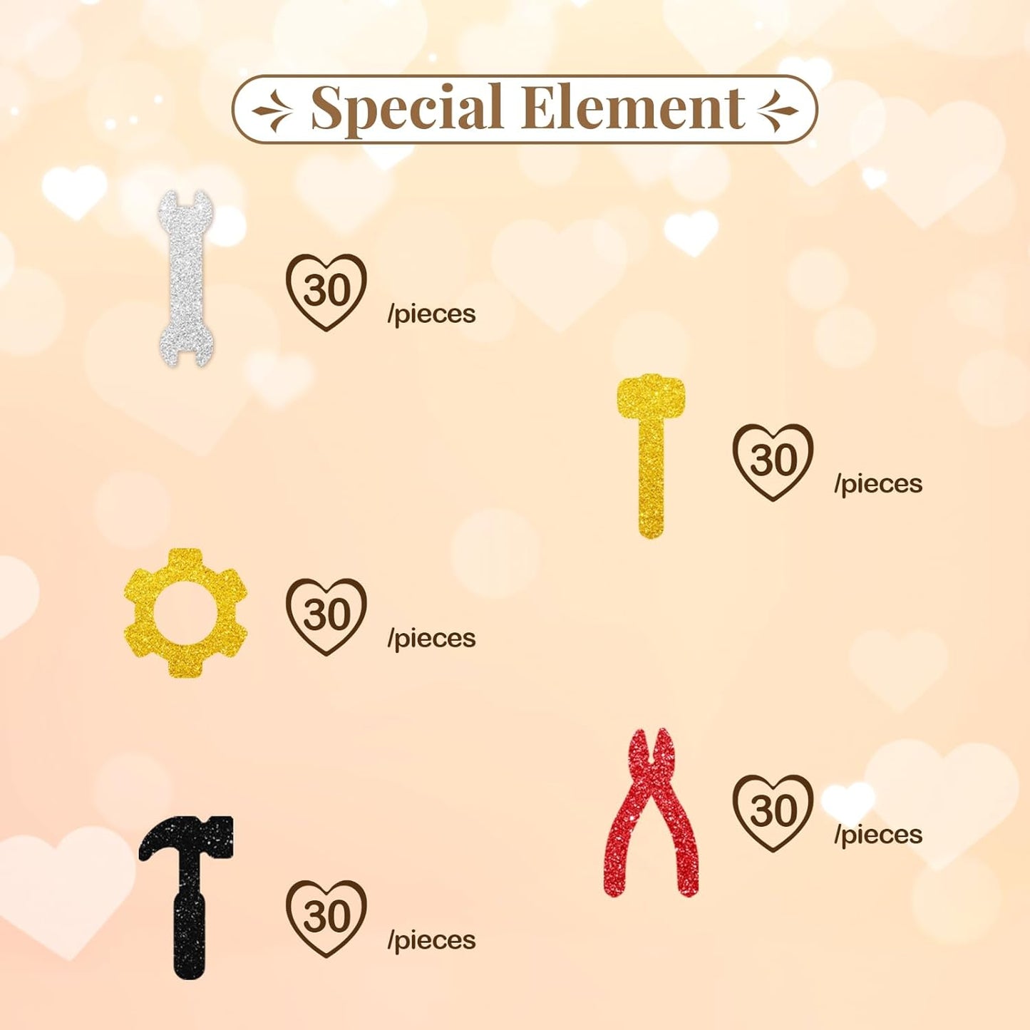 150pcs Construction Confetti, Tools Table Confetti, Black Glitter Wrench Gear hammer Table Scatter for Boy Men, Repair Tools Themed Birthday Party Decoration