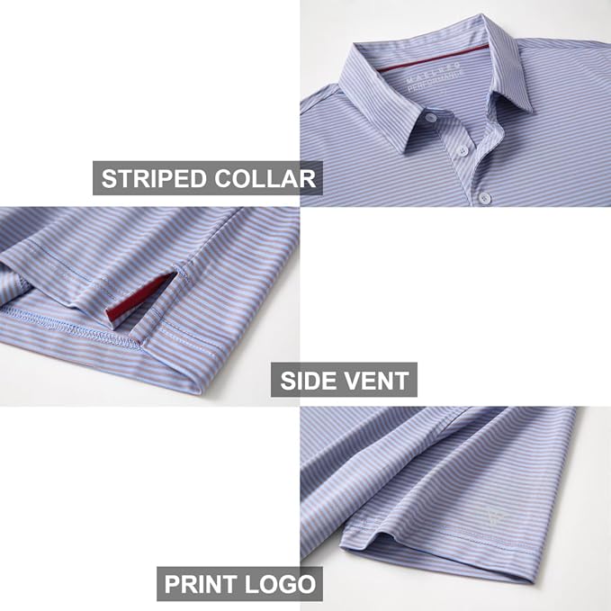 Golf Shirts for Men Dry Fit Short Sleeve Print Performance Moisture Wicking - Image 4