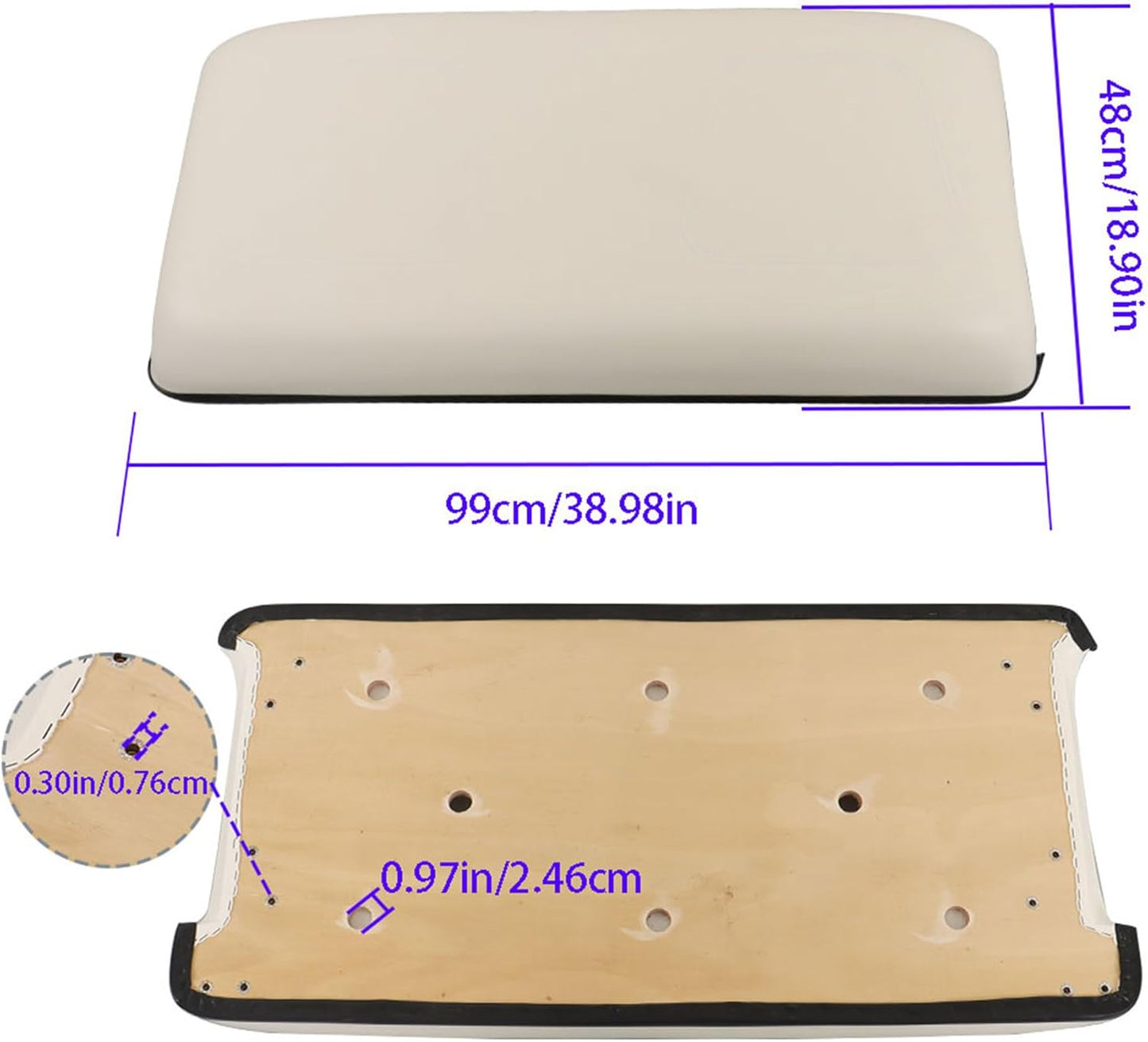 GXYWADY White Front Seat Bottom Cushion Assembly Replacement for Club Car DS 1979-2000.5 Golf Cart