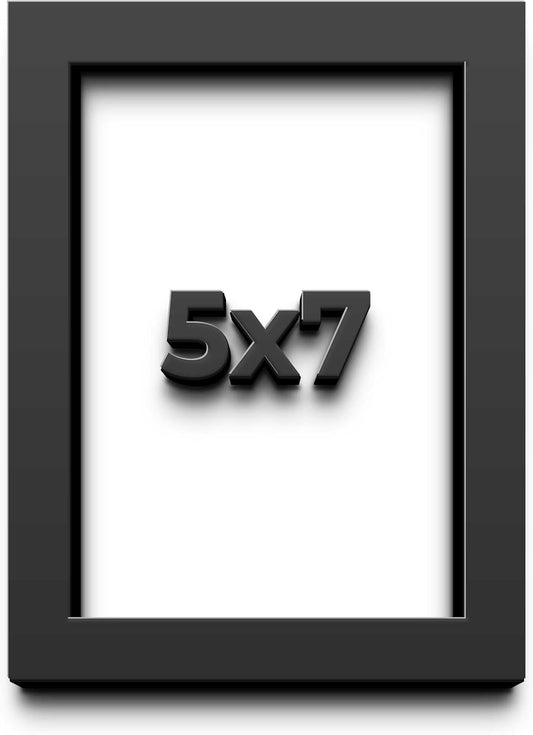 5x7 Shadow Box Black Solid Wood Frame with White Acid-Free Backing UV Acrylic & Hanging Hardware - with 3/4" Usable Depth