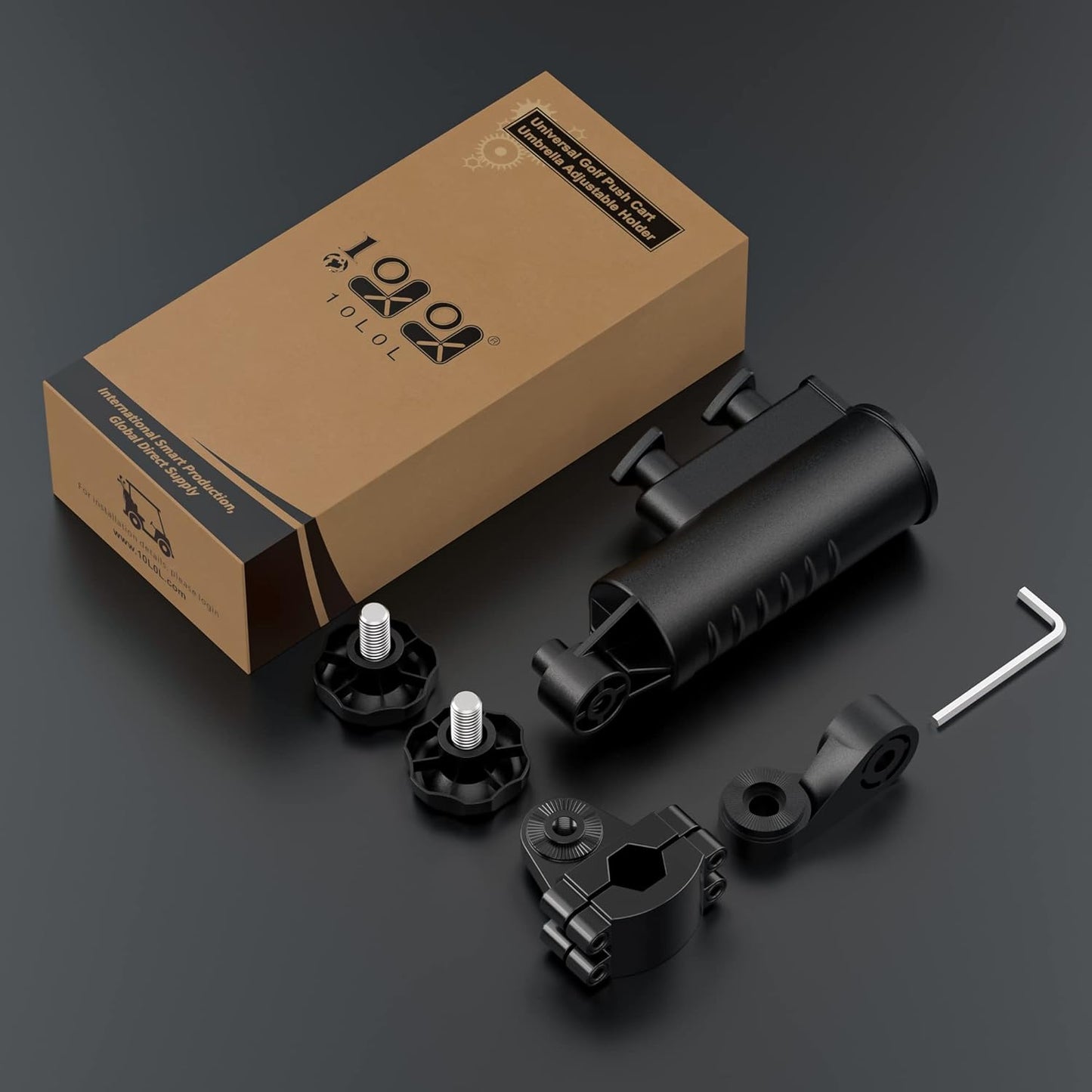 10L0L Heavy Duty Golf Push Cart Umbrella Holder, Aluminium Alloy Base Super Strong Windproof, Universal Umbrella Stand for Mobility Scooter, Stroller, Wheelchair, Beach Chair