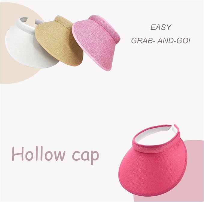 Cloth Covered Slip-On Visor for Women, Adjustable Cap Sports Sun Visors for Men - Image 7