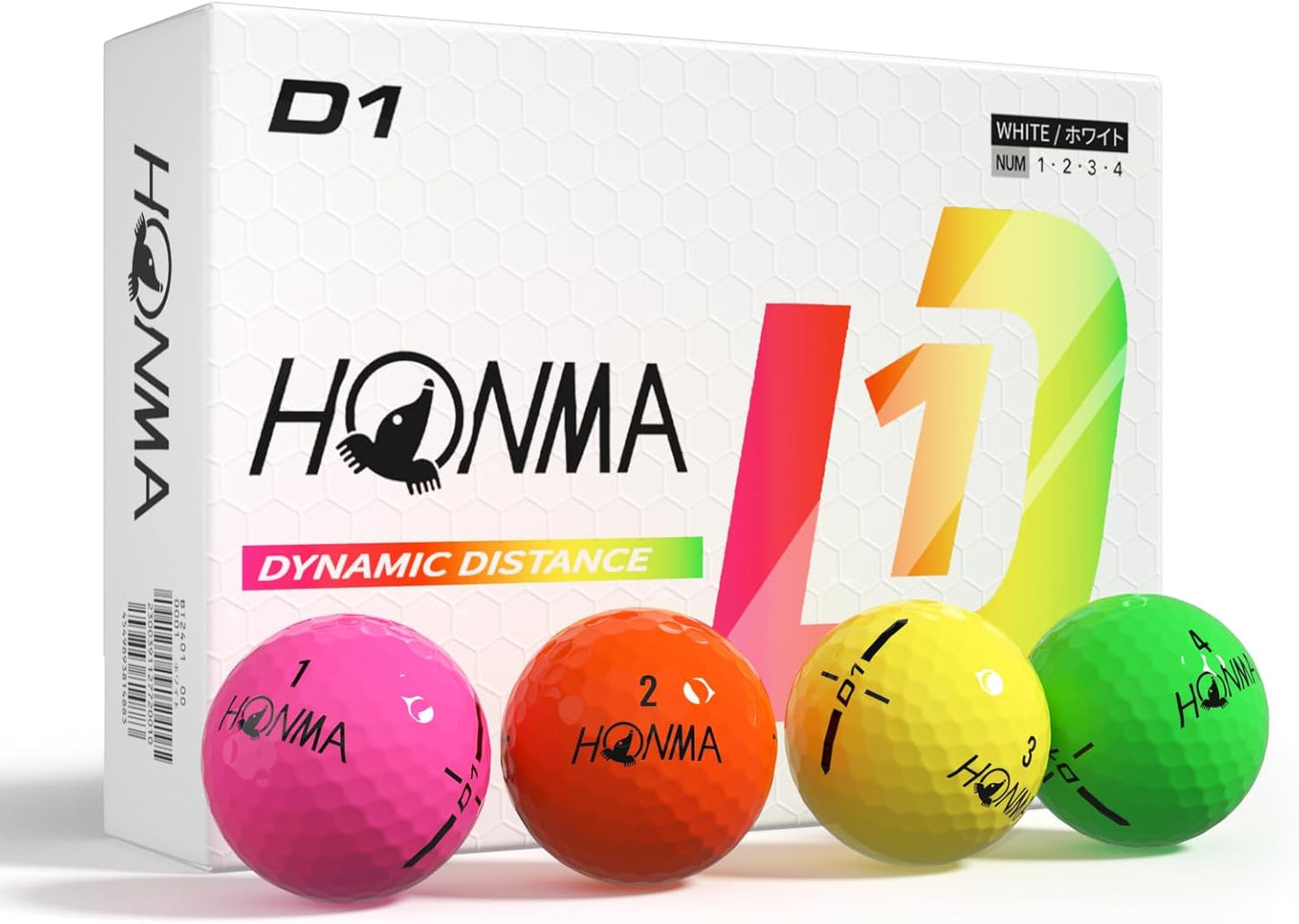 Honma D1 Distance Golf Balls,Extra Soft Feel with Long Distance,High Speed Core with Low Spin Design,Low Compression Golfballs Perfect for Men,Women Beginners,1 Dozen