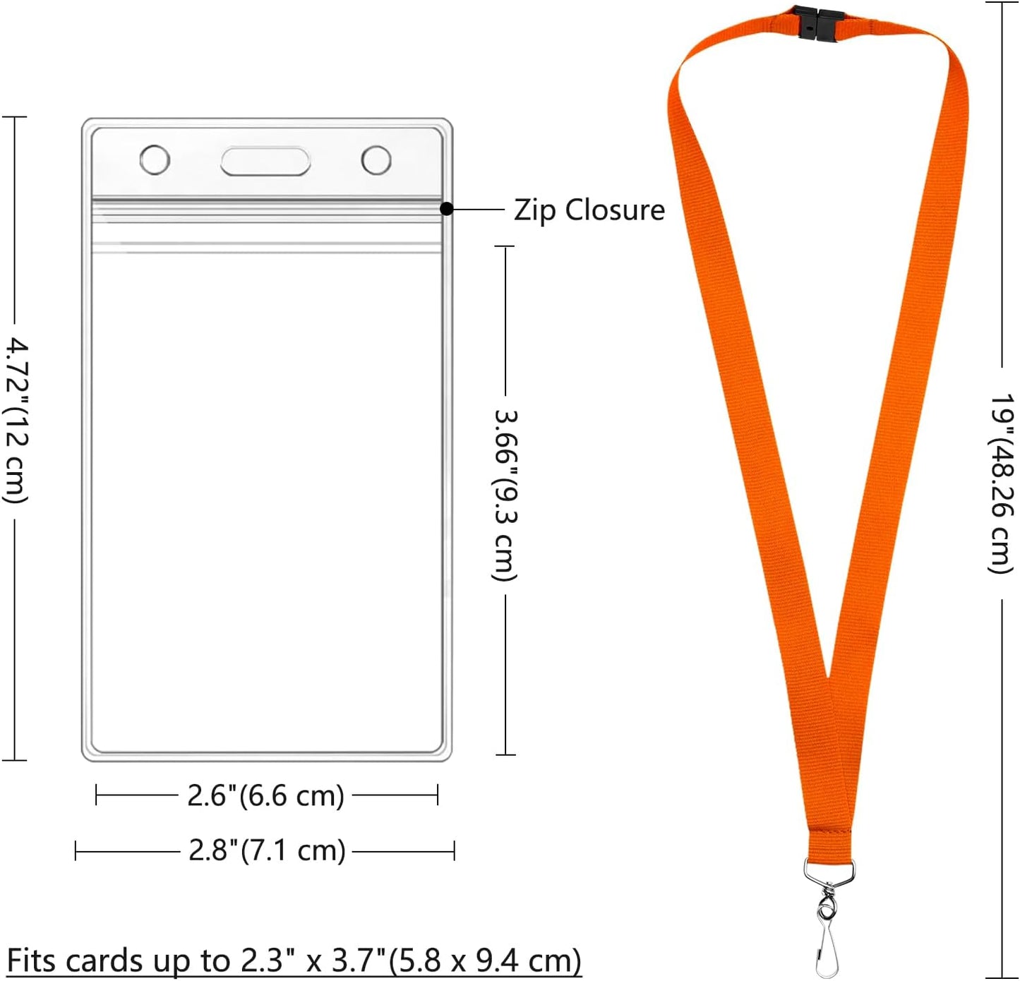 24-Pack Orange Breakaway Lanyards with Waterproof Badge Holders, Polyester Neck Straps for ID Cards, Events, Office, and Schools