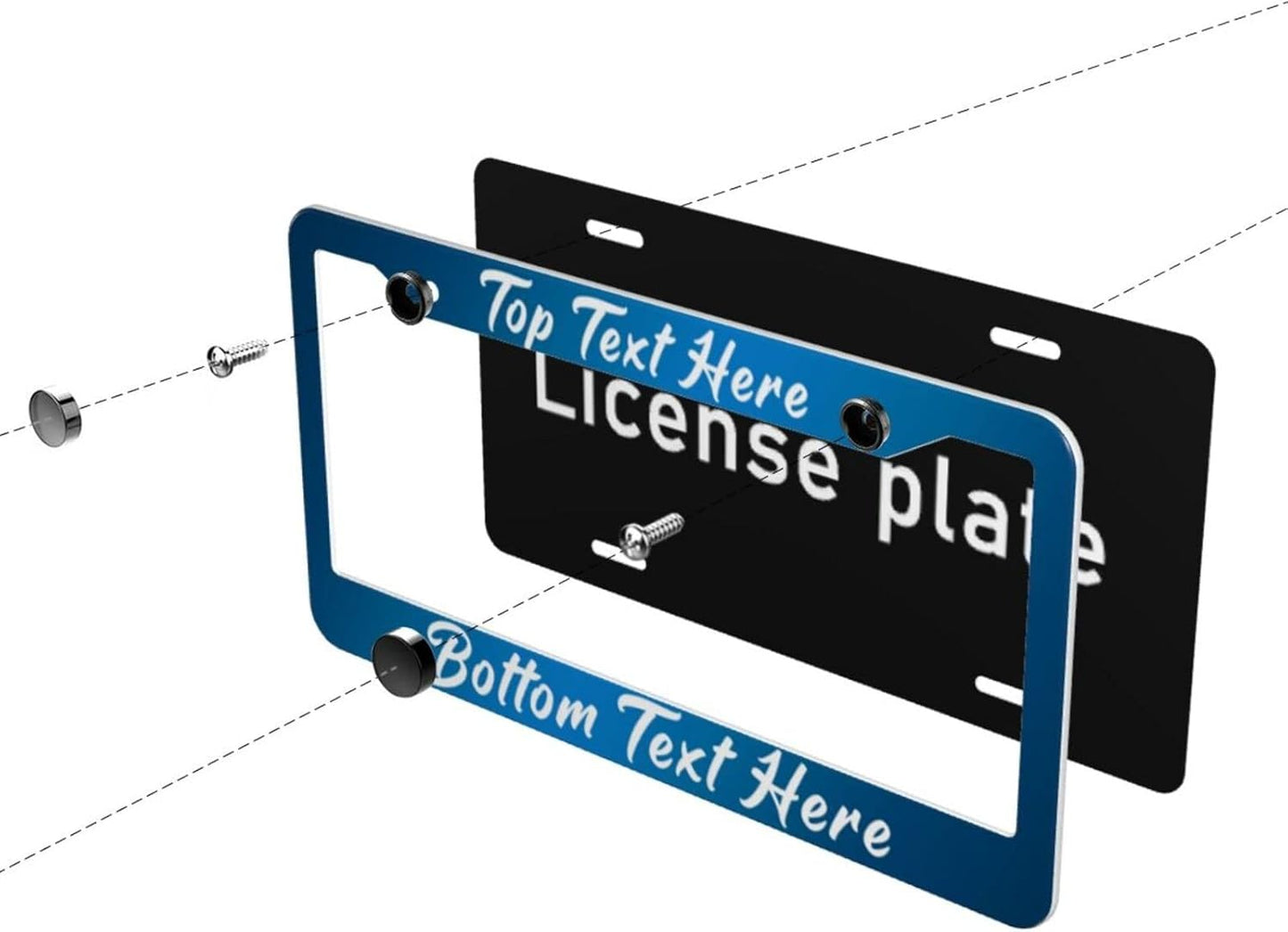 2 Pack Custom Personalized License Plate Frame Customized Car Tag Frames for Women Men with Screw Caps,12"x6",2 Holes