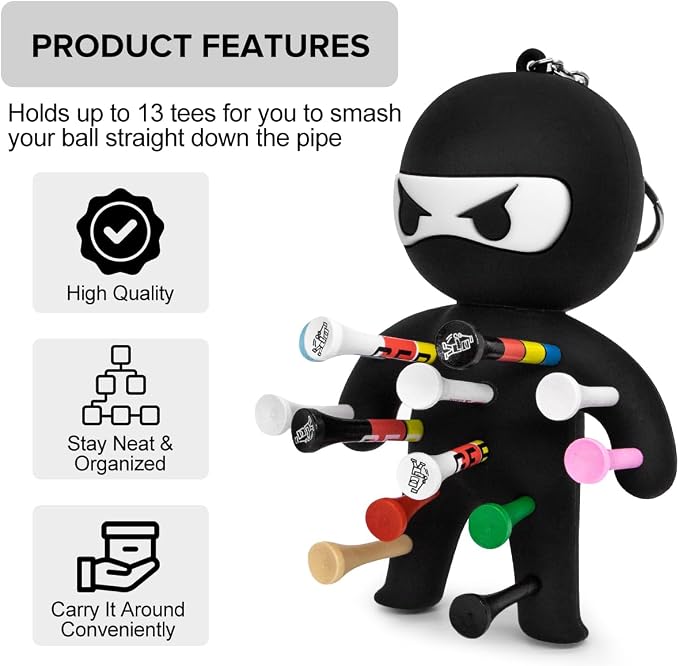 Golf Tee Holder, Ninja Portable Funny Golf Tees Holder Keychain Golf Gift Golf - Image 5