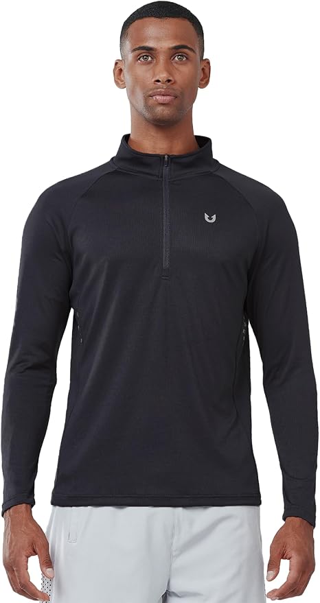 NORTHYARD Quarter Zip Pullover Men Running Shirt Long Sleeve Moisture Wicking - Image 2