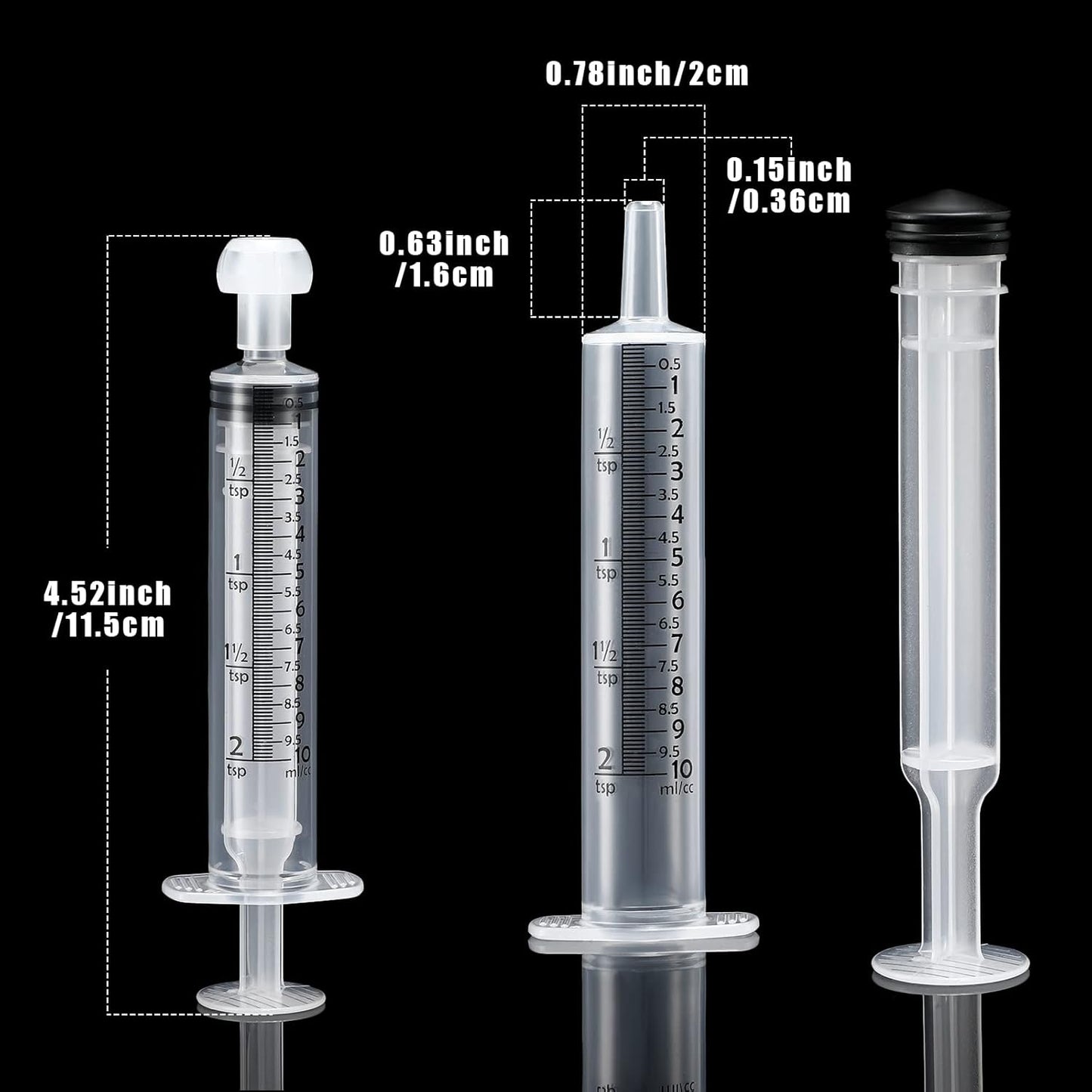 10 Pack Plastic Syringe Liquid Measuring Syringes Without Needle for Epoxy Resin, Craft, Scientific Labs, Feeding Pets Animals, Oil or Glue Applicator (10 ML)