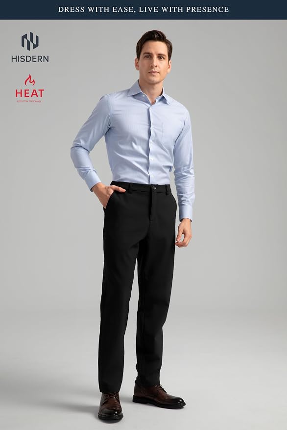 HISDERN Heat 701 Men's Thermal Golf Pants Stretch Fleece 30"/32" No Iron Comfy - Image 2