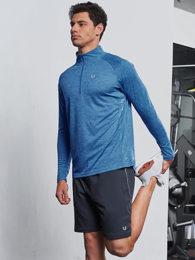 NORTHYARD Quarter Zip Pullover Men Running Shirt Long Sleeve Moisture Wicking - Image 6