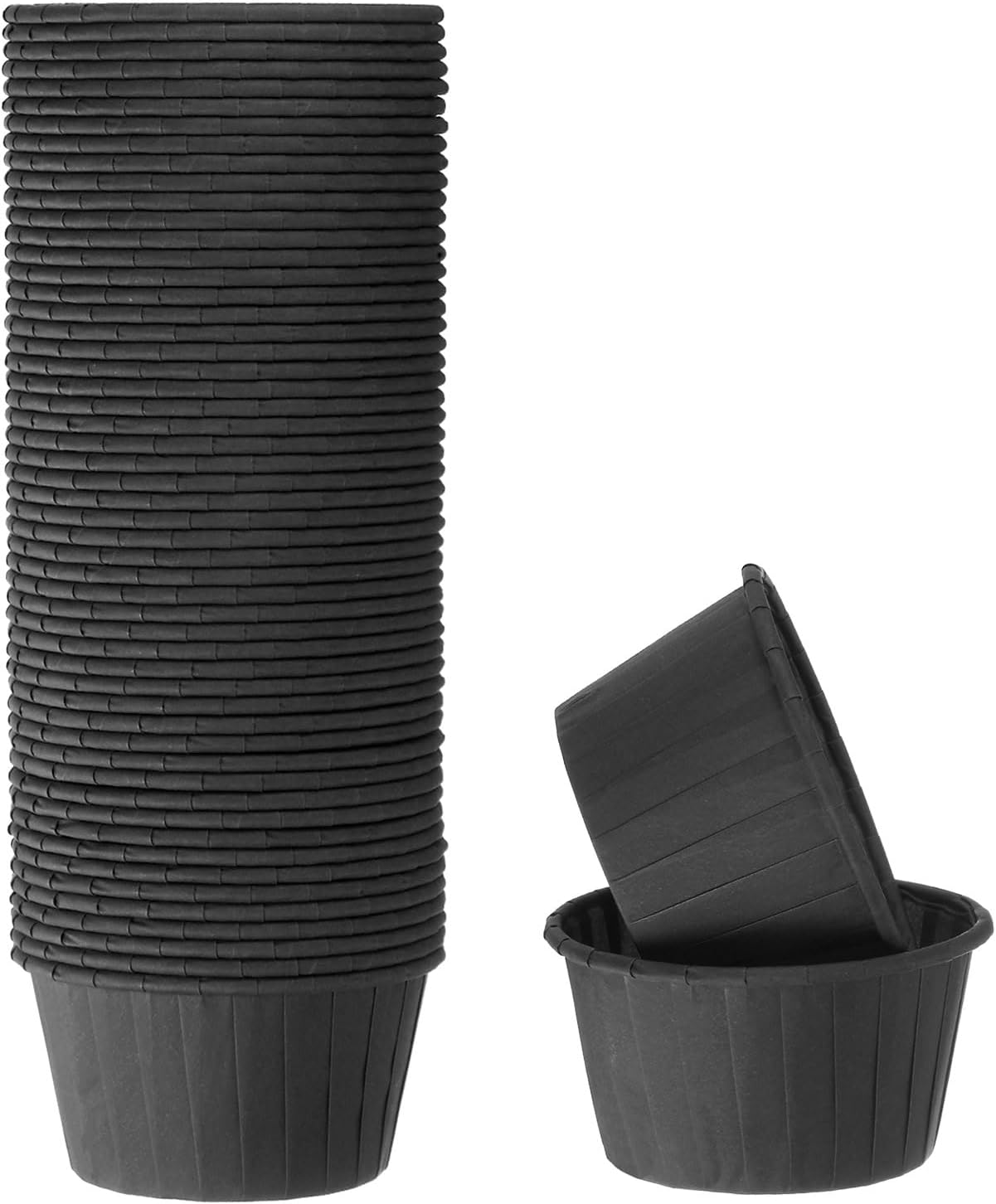HARFINGTON 50Pcs Cupcake Baking Cups 3.5oz Standard Size Paper Cupcake Liners Greaseproof Wrappers Disposable for Wedding Birthdays Christmas Dessert, Black