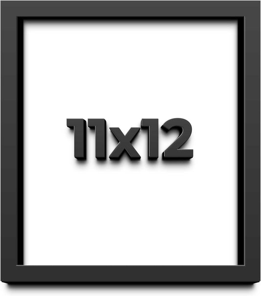 11x12 Shadow Box Black Solid Wood Display Frame with White Acid-Free Backing UV Acrylic & Hanging Hardware - with 3/4" Usable Depth