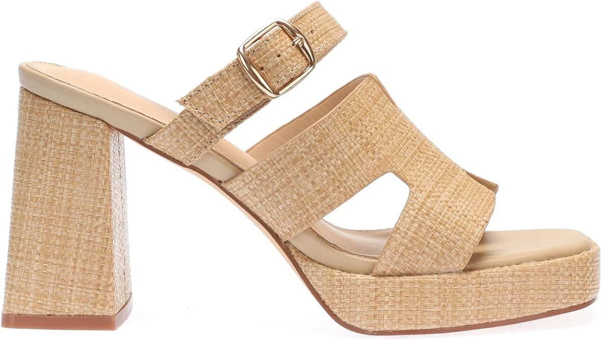 Monrovia Womens Sandals Heels for Women Slide On Block Chunky Platform High - Image 4