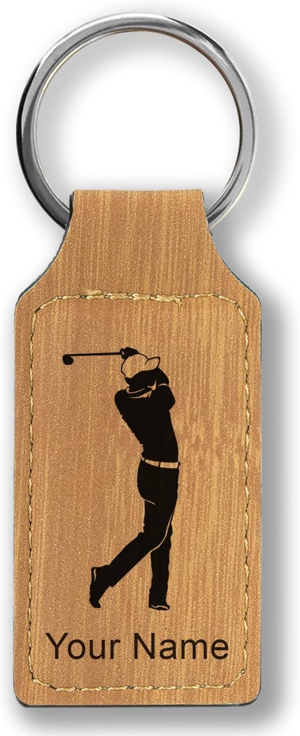 LaserGram Rectangle Keychain, Golfer Golfing, Personalized Engraving Included by LaserGramCustomEngravedGifts