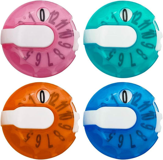 Golf Score Counter Compact Golf Score Tracker Set of 4 Multi-Colored Mini Stroke Counters for Easy Scoring on The Green