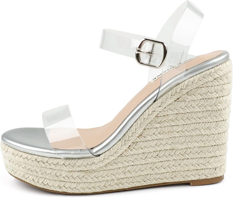 JOY IN LOVE Womens Espadrilles Wedge Sandals Platform Heels Ankle Strap Open - Image 2