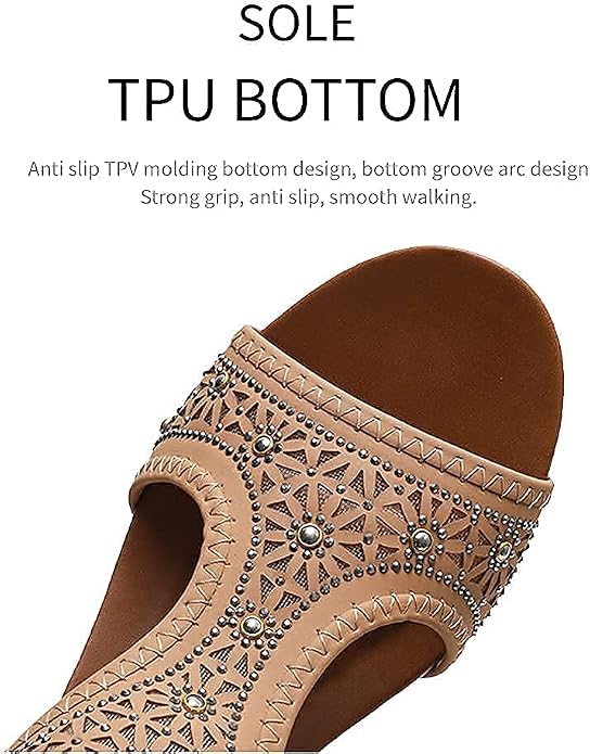 WOJWSKI Women's Slide Wedge Sandal Open Toe High Heel Zipper Back Platform - Image 4
