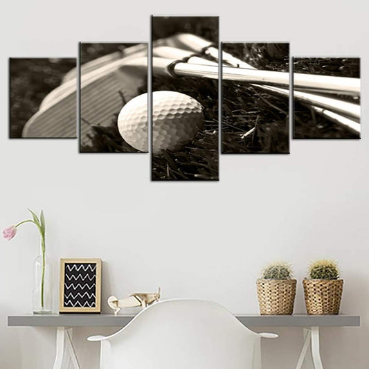 Golf Pictures Golfing Sport Wall Art for Living Room Multi Panel Prints on Canvas Black and White Artwork Landscape Paintings Modern Home Decor Wooden Framed Gallery-Wrapped Ready to Hang(50''Wx24''H)