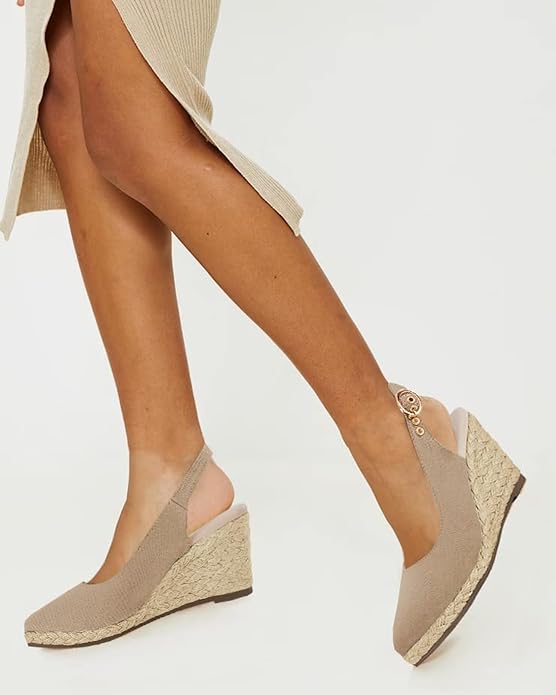 Juliet Holy Womens Wedge Sandals Espadrilles Closed Toe Slingback Buckle Strap - Image 3