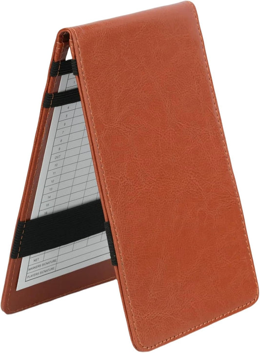 Golf Scorecard Holder, PU Leather Yardage Book Cover with 2 Score Cards, 7.08 x 4.33 Inches, Unisex Adult