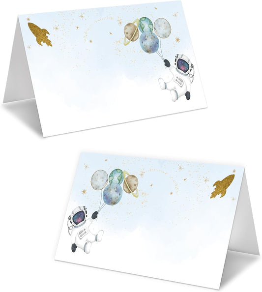 Astronauts Place Card For Boys Girls, Planets Rocket Name Cards For Table Setting, Outer Space Party Favors Supplies, Space Tent Cards Decorations For Baby Shower Birthday Events, 25 Pack -16