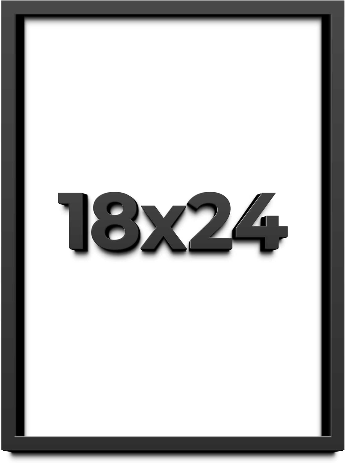 18x24 Shadow Box Black Solid Wood Display Frame with White Acid-Free Backing UV Acrylic & Hanging Hardware - with 3/4" Usable Depth