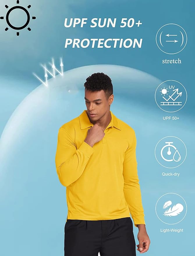 Deyeek Men's Polo Shirts Long Sleeve Golf Polo Shirts - Image 4