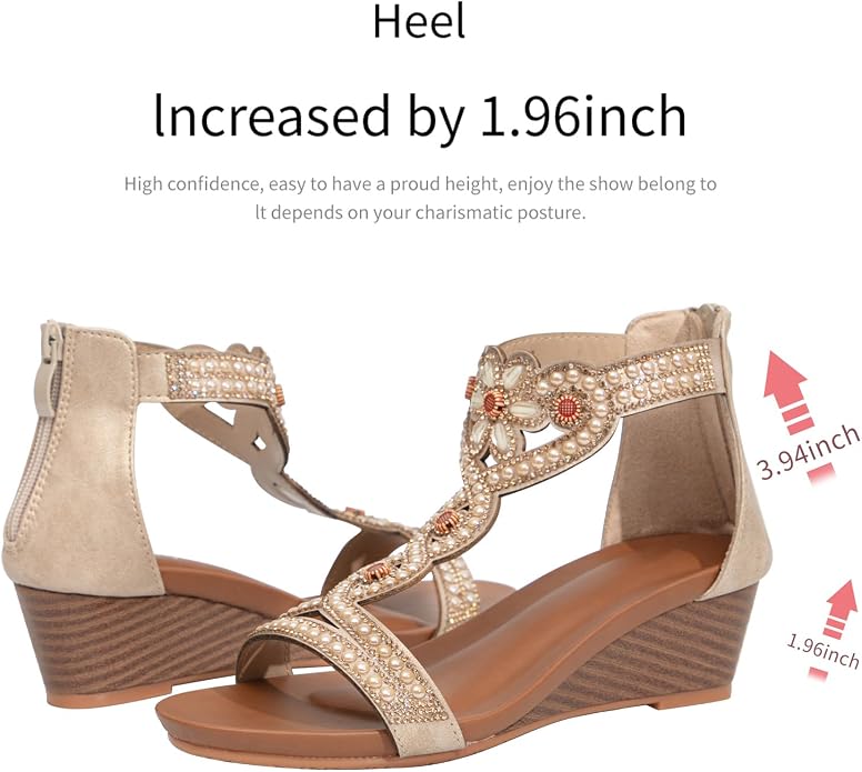 WOJWSKI Women's Slide Wedge Sandal Open Toe High Heel Zipper Back Platform - Image 2
