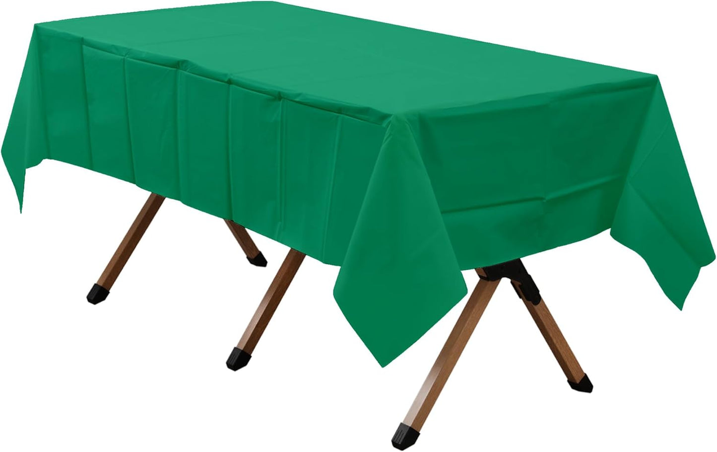 2 Pack Emerald Green Premium Plastic Tablecloth Rectangle 54 x 108 Inches Reusable Oliver Dark Green Decorative Table Cover for Dining, Wedding, Party, Indoor and Outdoor use