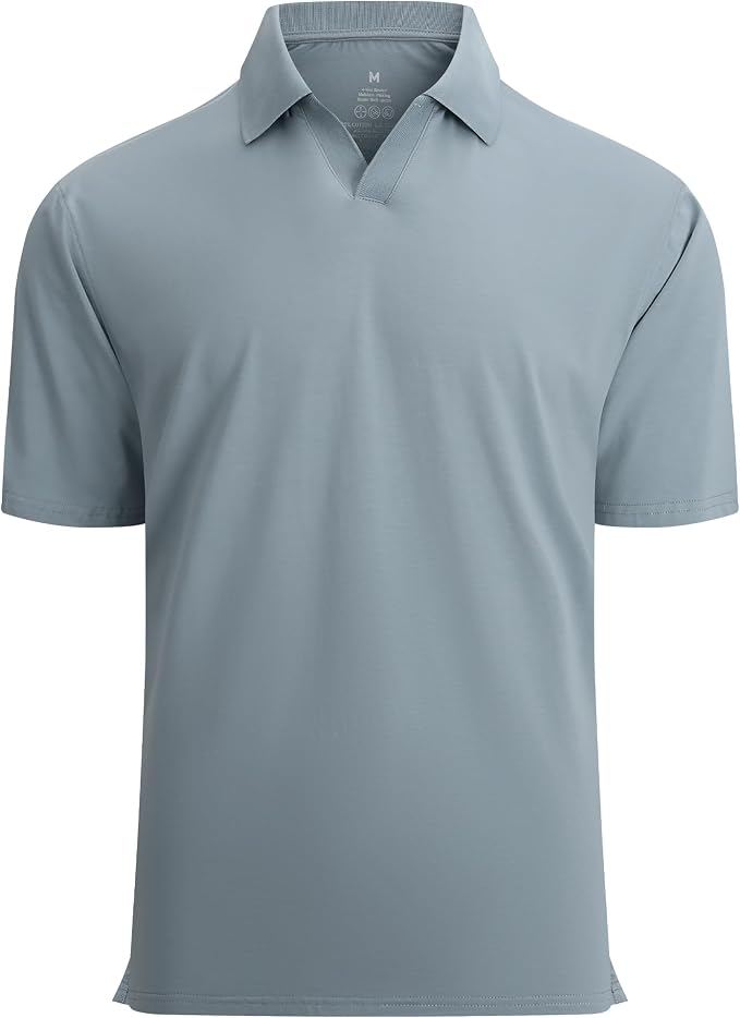 Esabel.C Jacquard Golf Shirts for Men Moisture Wicking Short Sleeve Performance by EsabelC