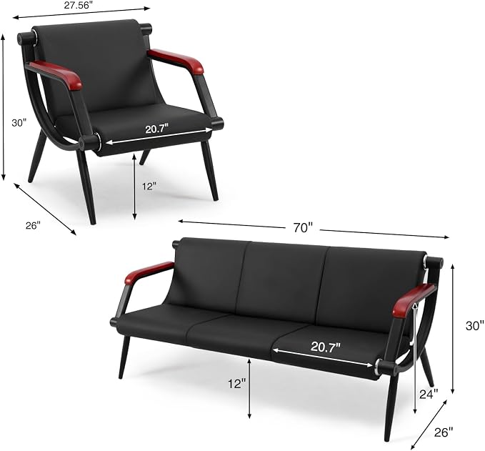 wonline Office Waiting Room Chair Bench Set, Barber Waiting Furniture - Image 3