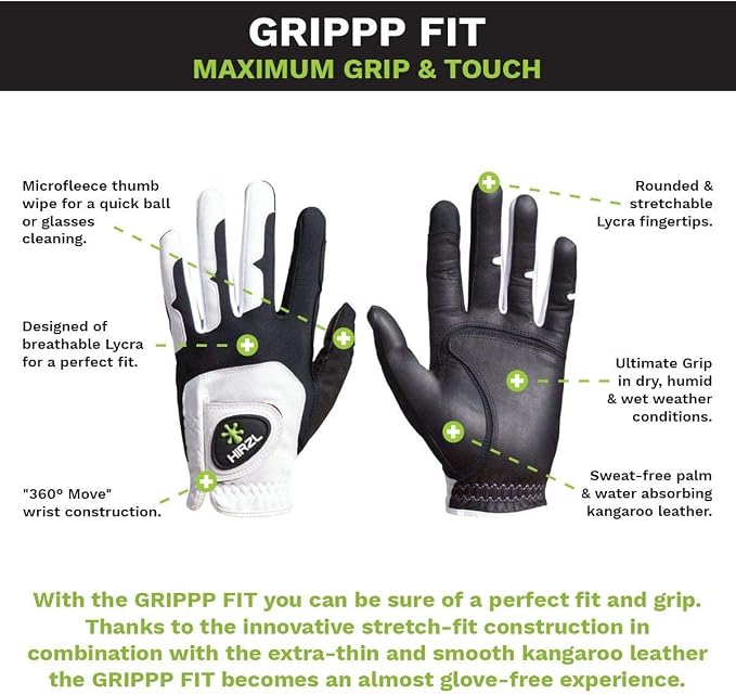 HIRZL GRIPPP FIT Golf Glove – All Weather Mens Golf Glove | Kangaroo Leather & - Image 2