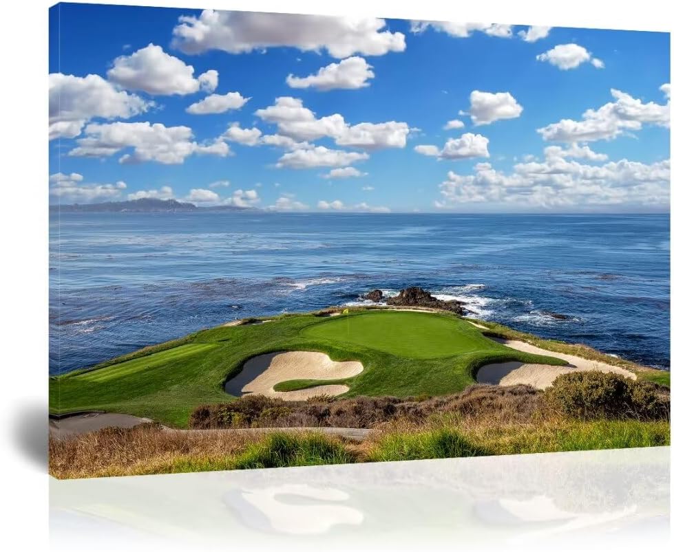 HJY Art USA California Golf Course Wall Art for Living Room Bedroom Golf landscape Canvas Wall Decor Blue Green Abstract Painting Poster for Home Decor Bathroom Office Artwork (12 x 16 inch)