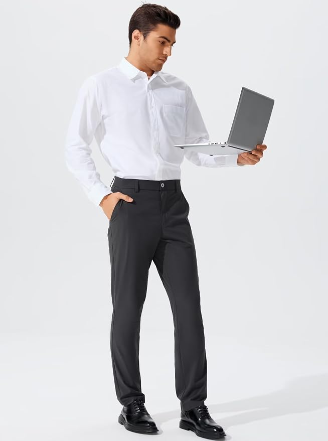 QPNGRP Men's Golf Pants 30"/32"/34" Inseam Lightweight Stretch Work Dress Pants - Image 3