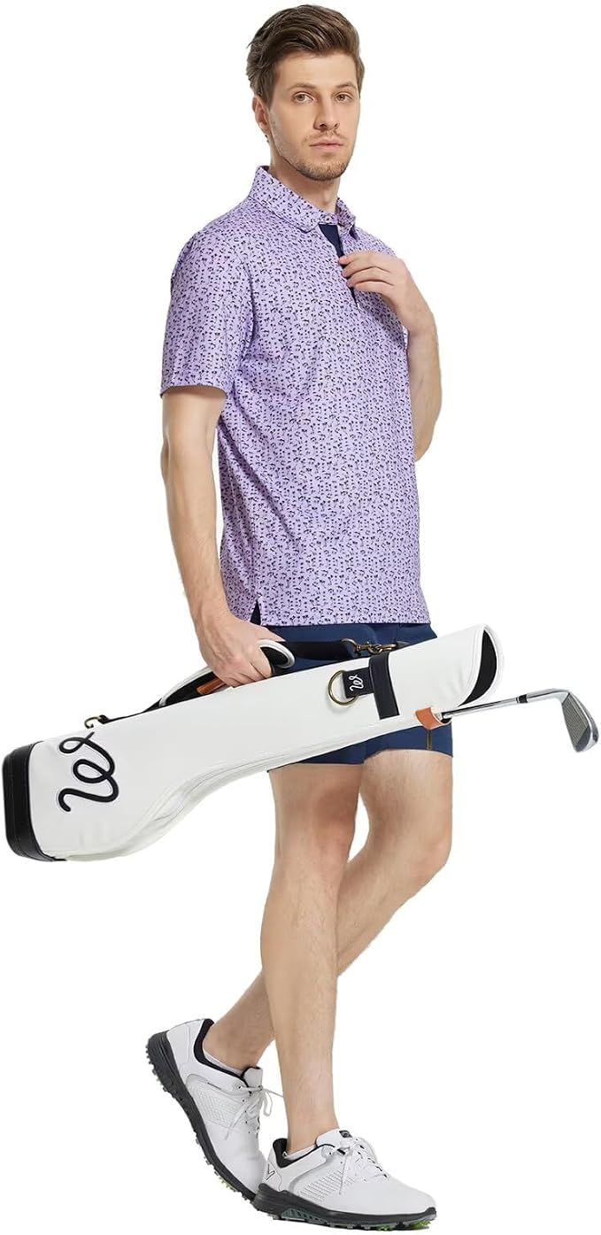 M MAELREG Mens Golf Shirt Short Sleeve Dry Fit Print Moisture Wicking - Image 3
