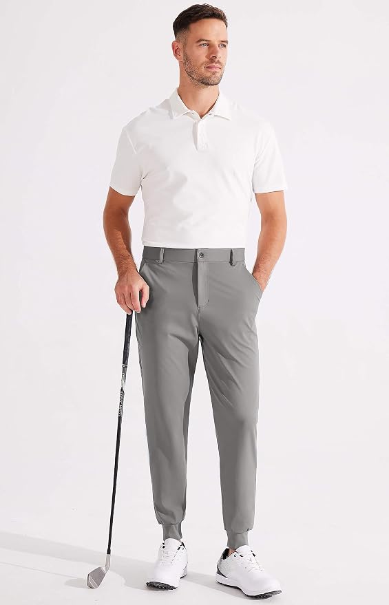 Libin Men's Golf Pants Joggers Lightweight 3 Pockets Slim Fit Soft Stretchy - Image 7