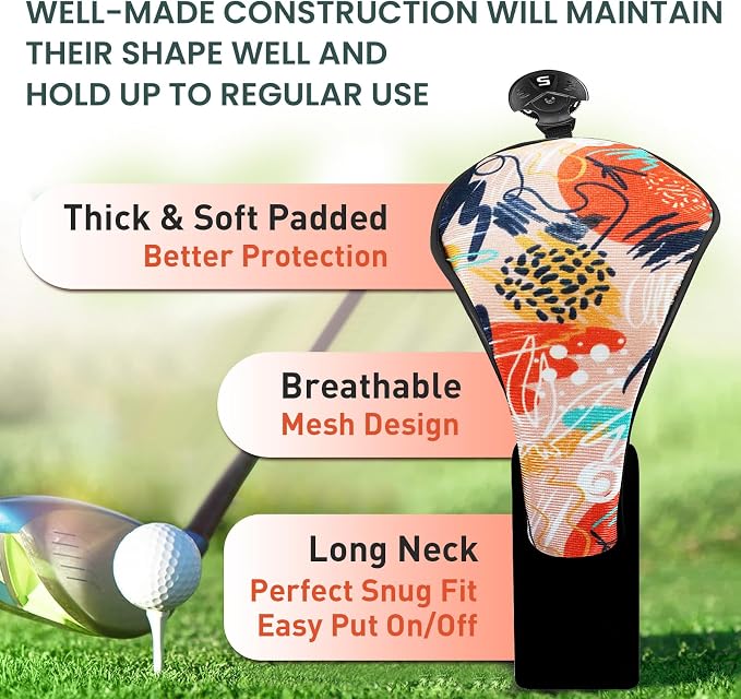 FINGER TEN Golf Club Head Covers Woods Hybrids 1/2/3/4 Pack, Headcovers Men - Image 2