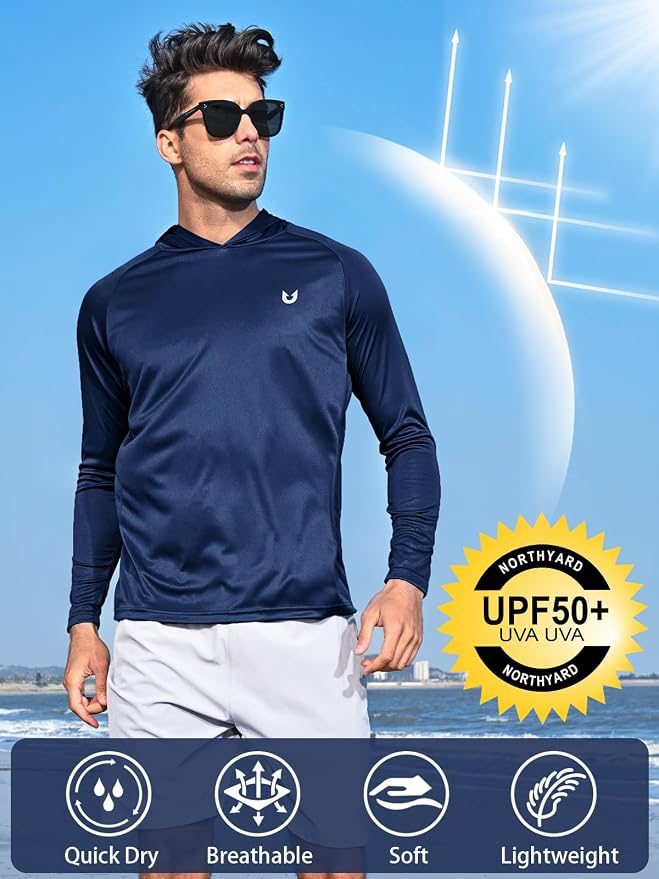 NORTHYARD Men's UPF 50+ Hoodie Shirts Long Sleeve Sun Protection Fishing Swim - Image 2