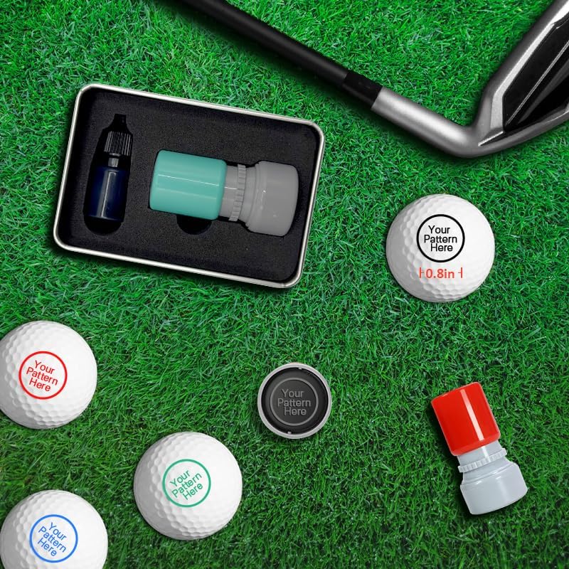 HDSD Custom Golf Ball Stamp Personalized Golf Balls Marker with Your Own Design Includes Ink Bottle