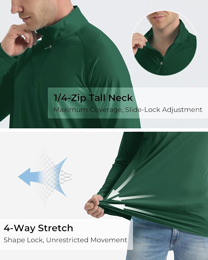 Boladeci Men's UPF 50+ Sun Shirts 1/4 Zip Long Sleeve SPF UV Protection - Image 5