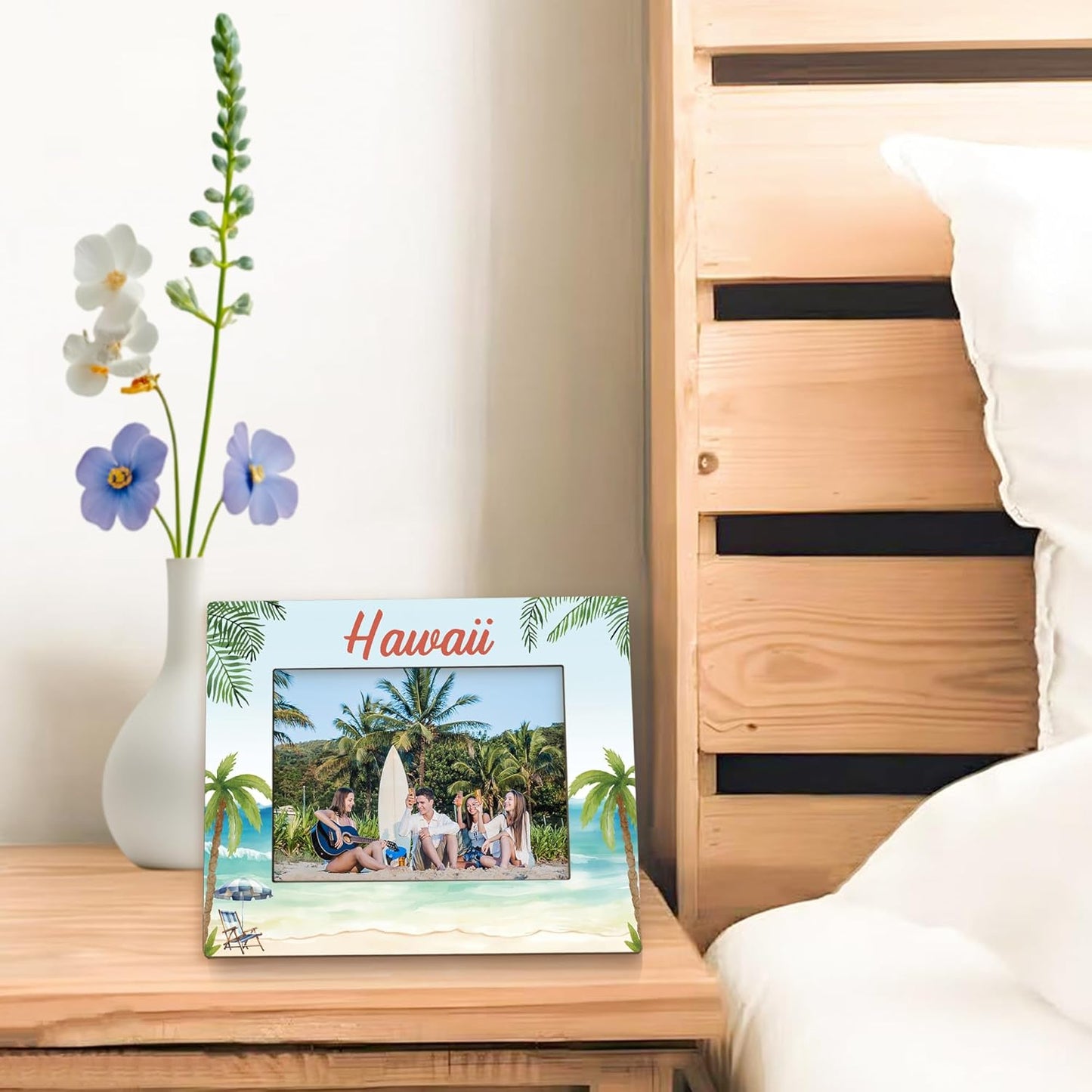 Hawaii Picture Frame 5x7, Beach Photo Frame, Gifts for Hawaii Trip, Travel PhotoFrame, Holiday Gifts for Family Couples Friends Wooden Picture Photo Frames for Desk Home Room Decor