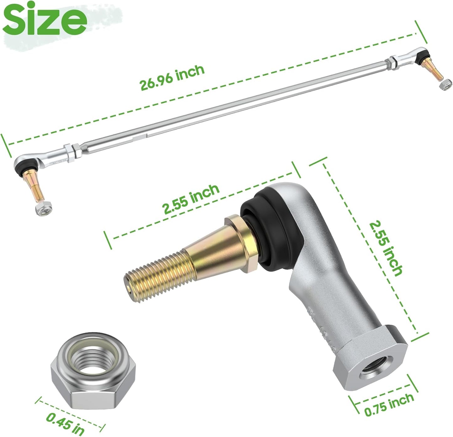 10L0L Golf Cart Tie Rod Assembly for 2001-up EZGO TXT, Shuttle, Workhorse & ST Series PDS Gas & Electric, OEM# 70876-G02 70876G02